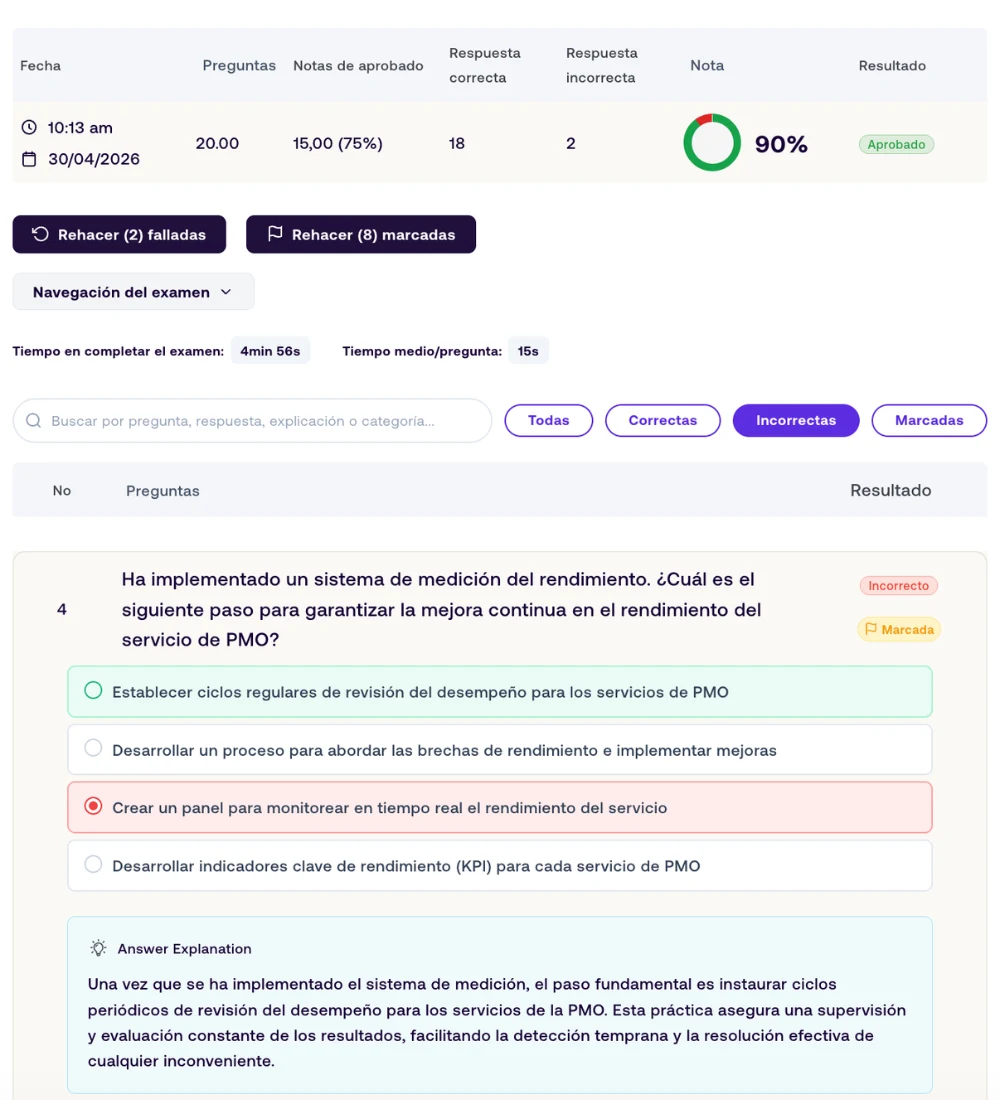 dashboard simulador pmo